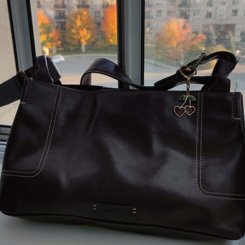 Elegant Purple  faux Leather Shoulder Bag